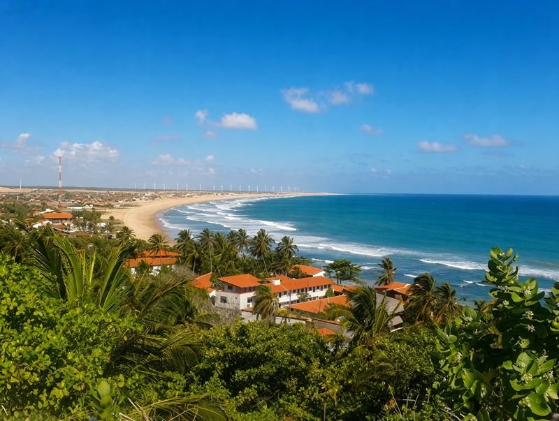 Vista da praia da Taíba com o mar e o litoral